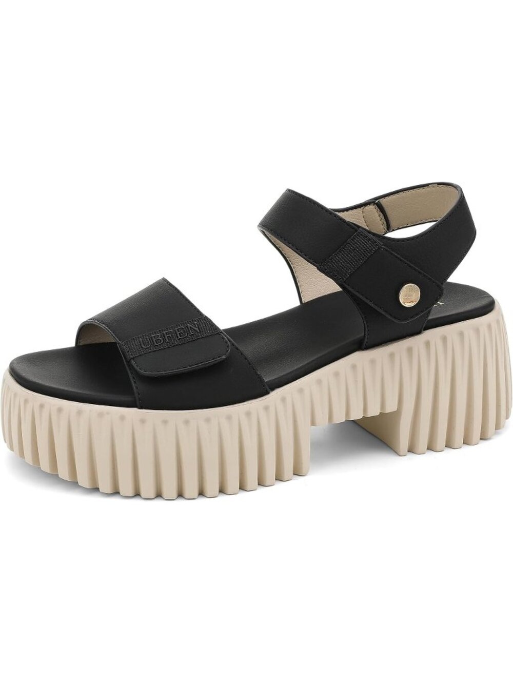 Women's Black Platform Dressy Sandals Chunky Wedge Heel Comfortable Casual